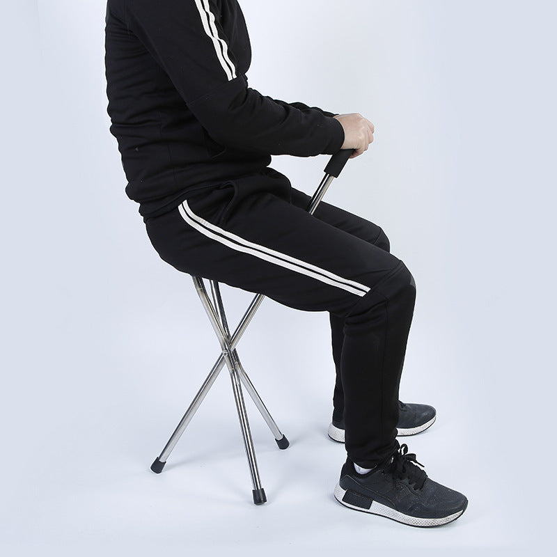 Stainless Steel Folding Walking Stick with Seat