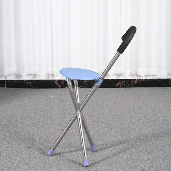 Stainless Steel Folding Walking Stick with Seat